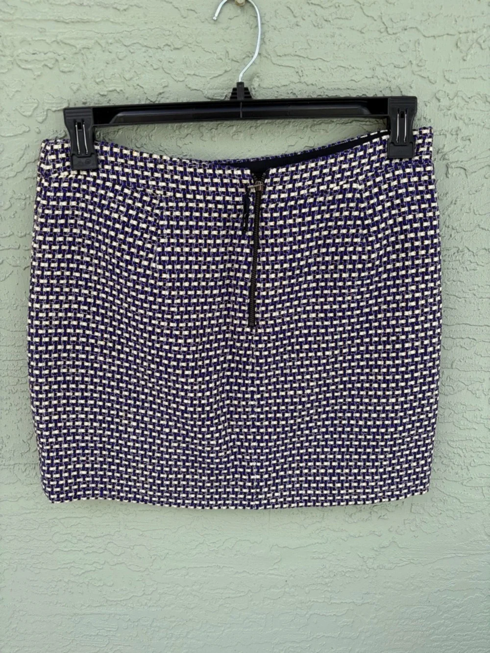 Crew Tweed Silk Blend Purple Gold Postage Stamp Mini Skirt Sz 4